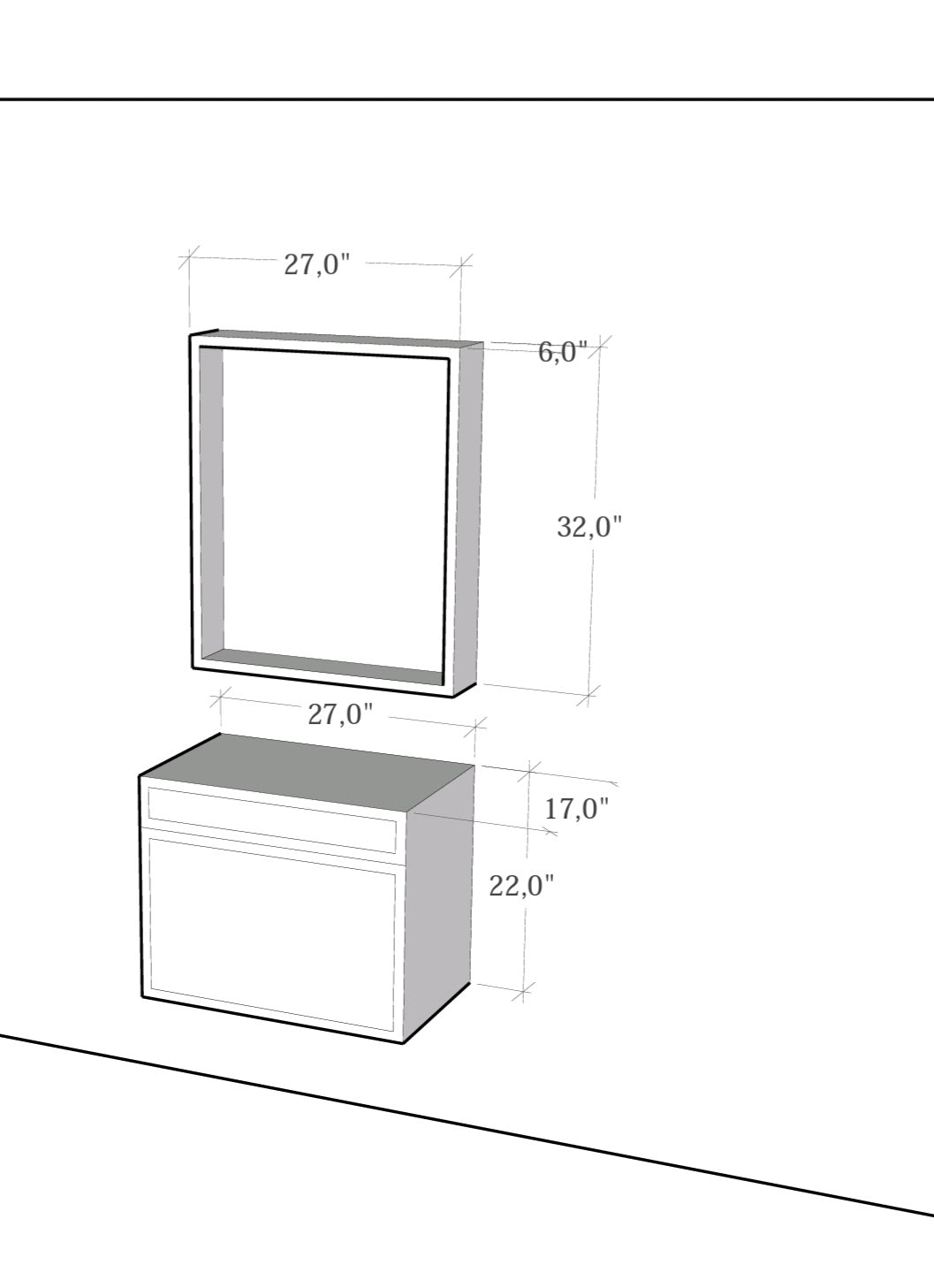 Bathroom cabinet with single sink Piago - Infinty Aurora Home Decor