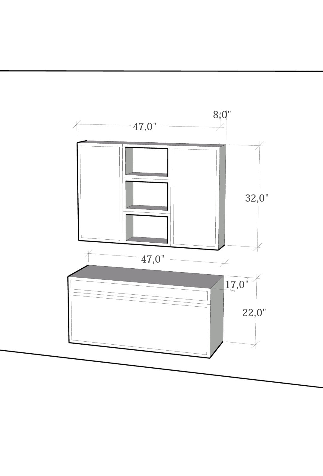 Bathroom cabinet with double sinks  Dosaur - Infinty Aurora Home Decor 